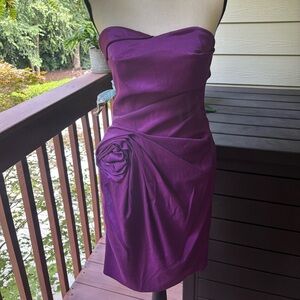 JS Collections Purple Ruched Strapless Sheath Dress